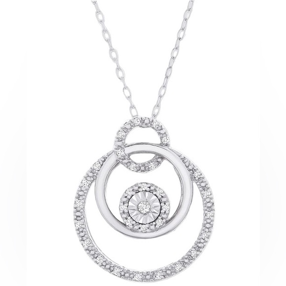R H Macy & Co Diamond Triple Circle 18" Pendant Necklace (1/10 ct. t.w.) - Picture 1 of 6